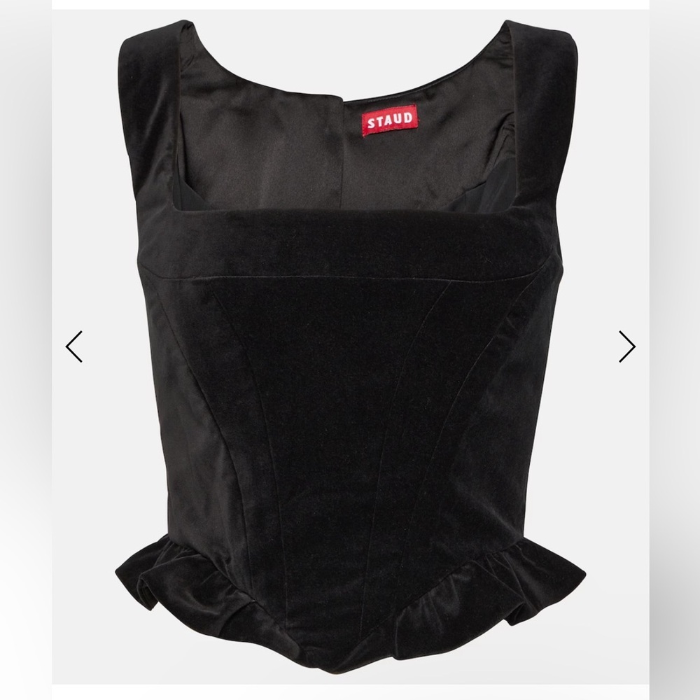 STAUD Lorelai cotton velvet bustier top size 4